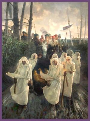 Óleo de Salvador Viniegra sobre el traslado de Isabel la Católica a Granada (1885). 