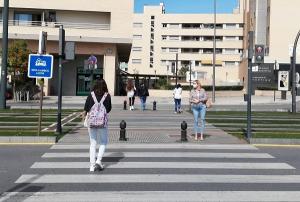 Paso de peatones en el entorno del PTS, en la capital.