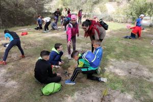 Los niños han plantado especies como el pino, retamas y encinas. 