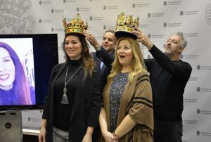 Marina Heredia y Mariola Cantarero, con Lorente y Eric detrás, y Diana Navarro en pantalla.