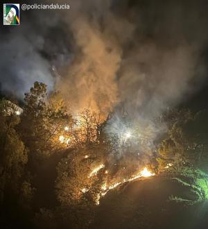 Imagen del incendio en el Sacromonte. 
