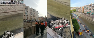 Secuencia de imágenes del accidente, extraídas de un vídeo difundido por la Policía Local. 