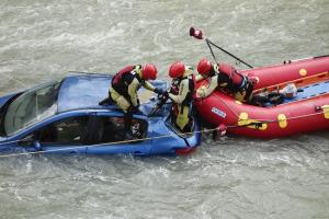 Un momento del simulacro de rescate.