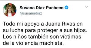 Uno de los twit de Susana Díaz apoyando a Juana Rivas.