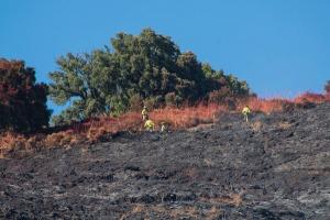Imagen que muestra las consecuencias del incendio de Polopos, tomada cuando aún estaba activo.