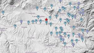 Mapa de intensidades del terremoto registrado en Chauchina. 