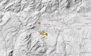 Captura de pantalla con los terremotos registrados la pasada noche. 