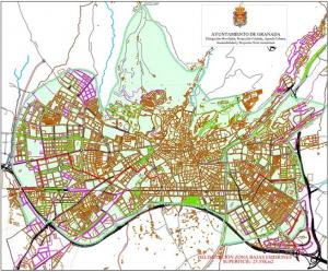 Plano con la delimitación de la Zona de Bajas Emisiones de Granada. 