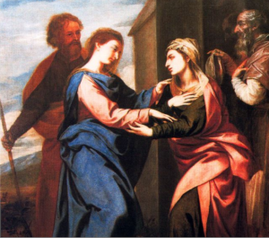 La Visitación de Santa Ana a la Virgen María. Este cuadro de Alonso Cano, hoy expuesto en el Museo Goya de Castres, fue robado en 1810 de Granada. Es muy parecido a la copia de la Catedral.