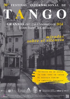 Cartel anunciador del Festival de Tango que comenzó ayer. 