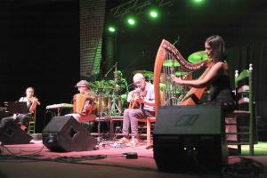 Quico Comesaña y su grupo, durante su actuación en el Parapanda Folk. 