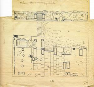 Croquis del foro de Granada: Este croquis de planta y alzado fue dibujado por Sánchez Saravia hacia 1768. Se trataba del enlosado y arranque de columnas del foro romano. Fue enterrado por orden judicial. Se encuentra bajo el jardín del Carmen de la Concepción. El dibujo está depositado en el Instituto Gómez-Moreno.