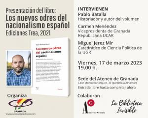 Cartel de la presentación de 'Los nuevos odres del nacionalismo español’', de Pablo Batalla.