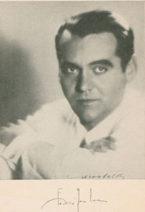 Imagen de Federico García Lorca en un ejemplar de Romancero Gitano.