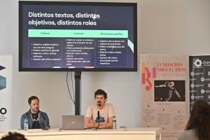 Jesús Martínez Sevilla y Fernando Navarro, este miércoles en la Fundación Miguel Ríos.