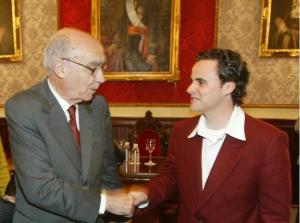 Pinilla con Saramago, en una imagen de archivo.