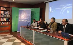 La consejera, este lunes en una reunión del Consejo Escolar de Andalucía.