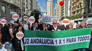 Mutualistas andaluces en la manifestación de este sábado en Madrid. 