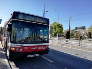 Autobús de la línea 8, que se verá reforzada hasta el domingo. 