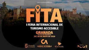 Cartel oficial de la ‘I Feria Internacional de Turismo Accesible’ (FITA) que organiza La Ciudad Accesible en colaboración con el Patronato Provincial de Turismo de Granada.