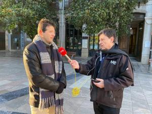 Cecilio Sánchez, coportavoz de la formación, en la Plaza del Carmen. 