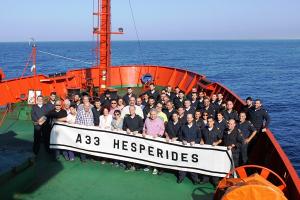 Los investigadores que participaron en la campaña INCRISIS de geología y geofísica marina llevada a cabo en el Hespérides en 2016.