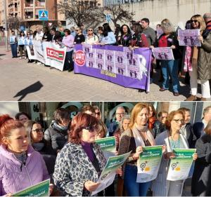 Concentraciones llevadas a cabo por UGT y CCOO (arriba) y CSIF este jueves en Granada. 