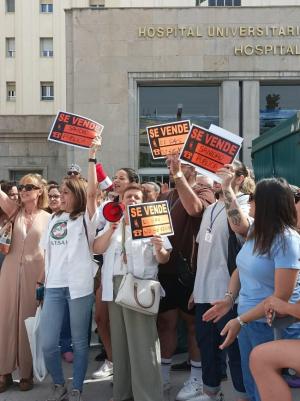 Detalle de la protesta de este miércoles.