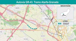 Plano del tramo de la GR-43 entre Atarfe y Granada