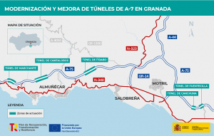 Ubicación de los túneles afectados por las obras.