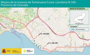 Mapa que señala el tramo de la N-340 que será reformado. 