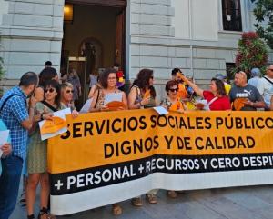 Concentración de este viernes frente al Ayuntamiento. 