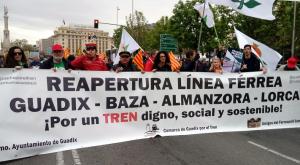 Colectivos granadinos que participaron en la gran manifestación de la España Vaciada en Madrid en 2019. 