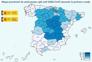 Mapa con el avance del estudio de seroprevalencia por provincias.