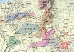 Mapa con la ubicación de varios proyectos de parques eólicos en la comarca de Baza.