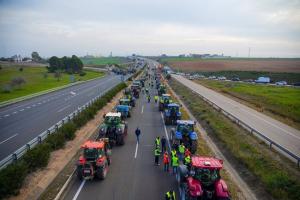 Tractores en una de las protestas de los agricultores, en una imagen de archivo.