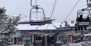 La estación, con la nevada de este miércoles.