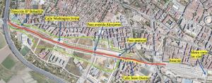 Plano de la zona de acceso a la estación de tren por La Chana. 