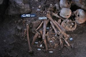 Restos analizados a nivel genético en la Cueva de los Cuarenta (Córdoba).