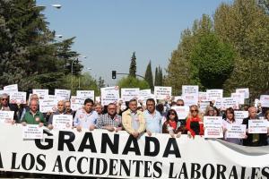 Manifestación sindical este viernes contra los accidentes laborales.