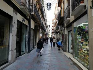 Calle Zacatín, una de las más comerciales de Granada. 