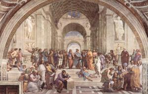 La Escuela de Atenas (pintura del maestro Rafael Sanzio).