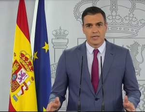 Pedro Sánchez en su comparecencia para explicar los cambios en el Gobierno.