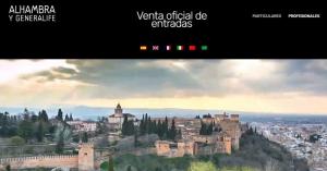 Captura de pantalla de la web oficial de entradas a la Alhambra. 