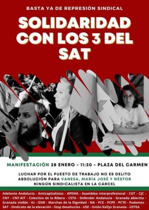Cartel de la manifestación convocada en apoyo de las trabajadoras y sindicalistas. 