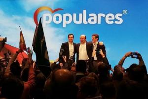 Juan Manuel Moreno, Sebastián Pérez y Pablo Casado, en la presentación el sábado pasado del candidato a la alcaldía del PP.