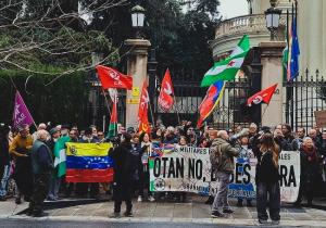 Imagen de la concentración, el pasado fin de semana, contra la intervención militar de EEUU en Venezuela.