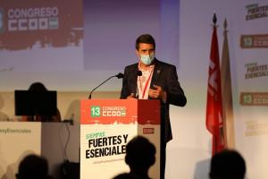 Pedro Fernández, este miércoles en el Congreso de CCOO-A.