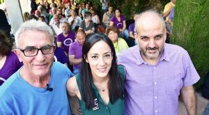 Jesús de Manuel junto a Isabel Franco y Diego Cañamero.