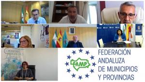 Reunión telemática de la Subcomisión de Diputaciones provinciales de la FAMP, que preside Entrena.